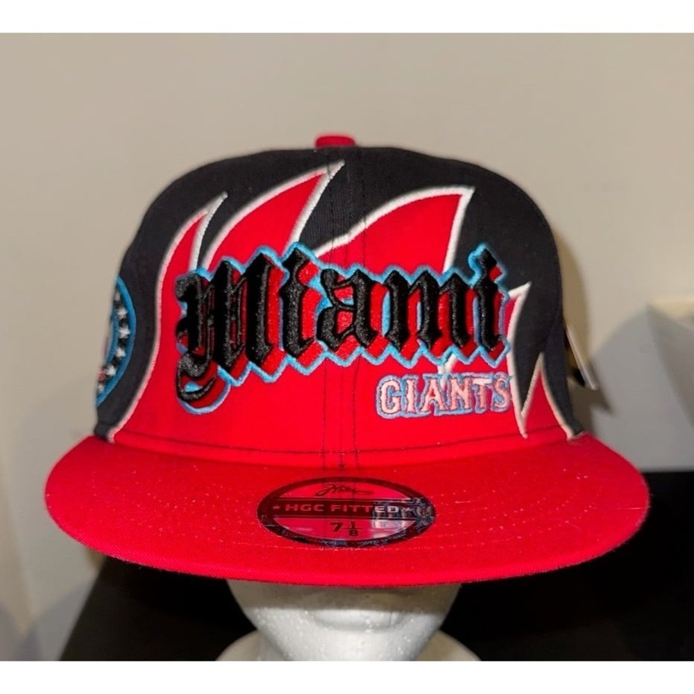 Vtg shark Tooth Miami Giants Negro League Baseball Fitted Hat Cap Size 7 1/8 NWT